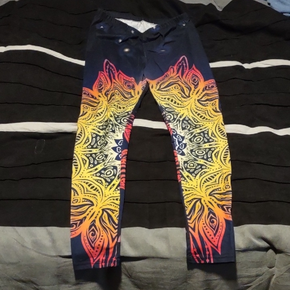 Navy Blue Colorful Leggings